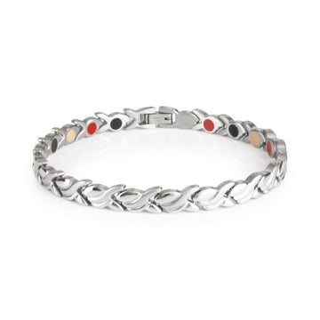 Flawless – Negative Ion Bracelet, Brushed Stainless Steel Waves